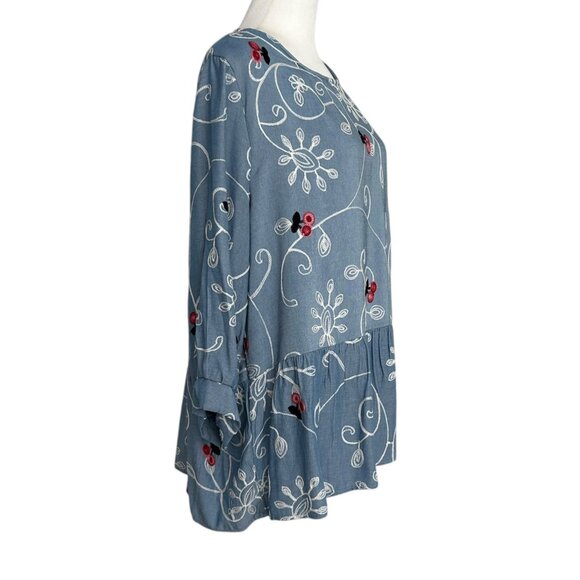 Ana & Rose Cherry Floral Embroidered Peplum Tunic Top NWT (2X) - Picture 2 of 14